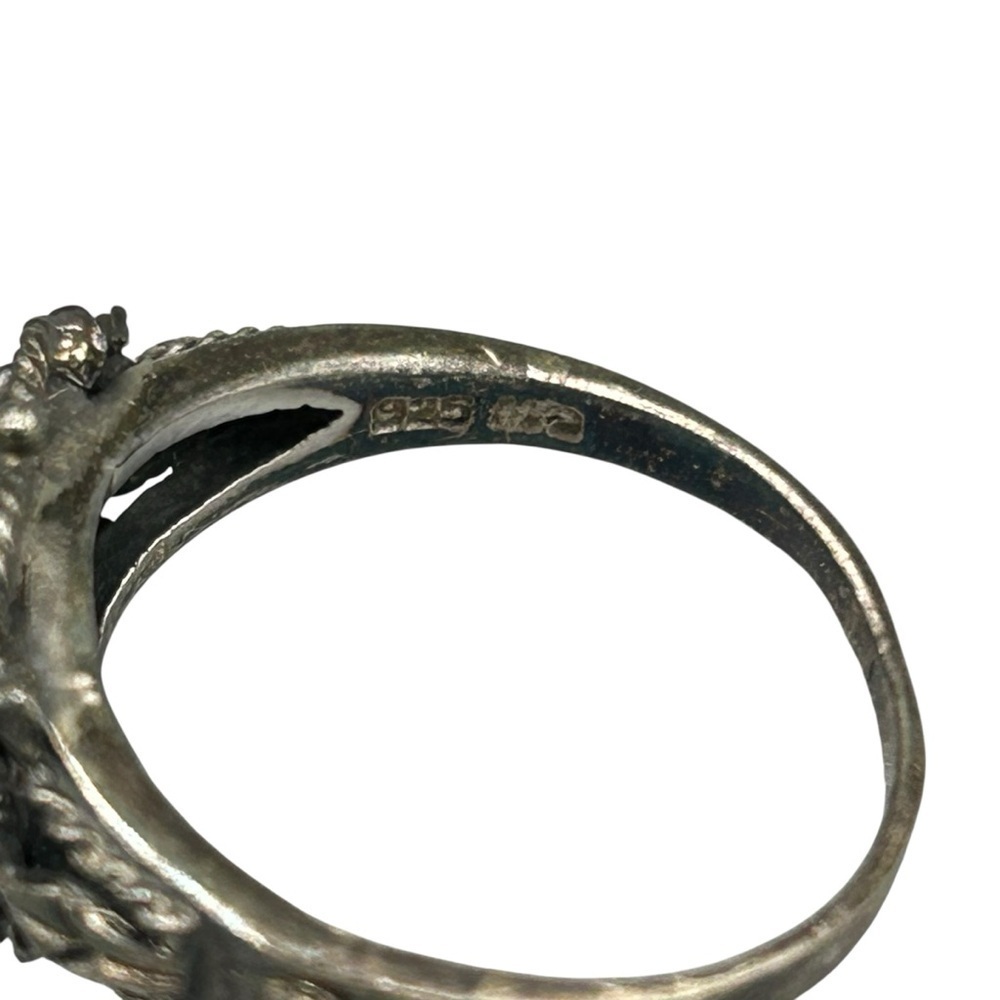Vintage 925 Sterling Silver Turquoise Filigree Ring | Size 7 Boho - Picture 3 of 13